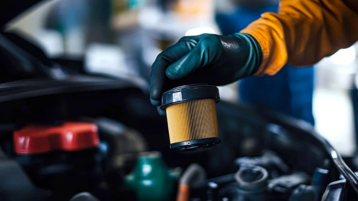 Técnico realizando mantención de aceite